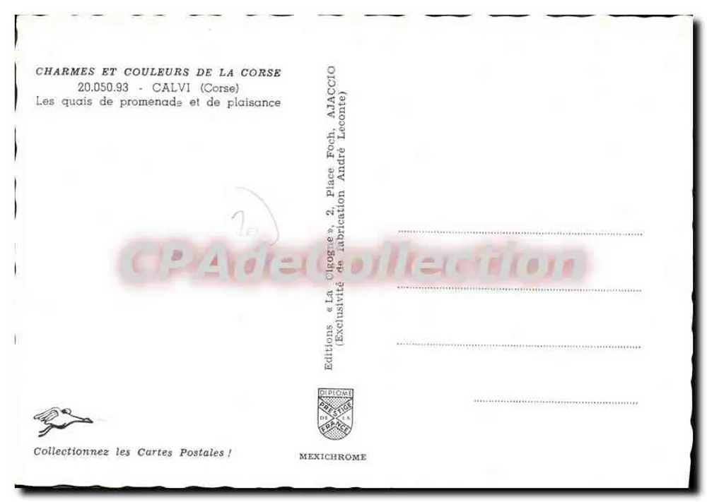 Calvi — Promenaden- und Freizeitdämmen — Editions Diplôme de la Corse - Rückseite