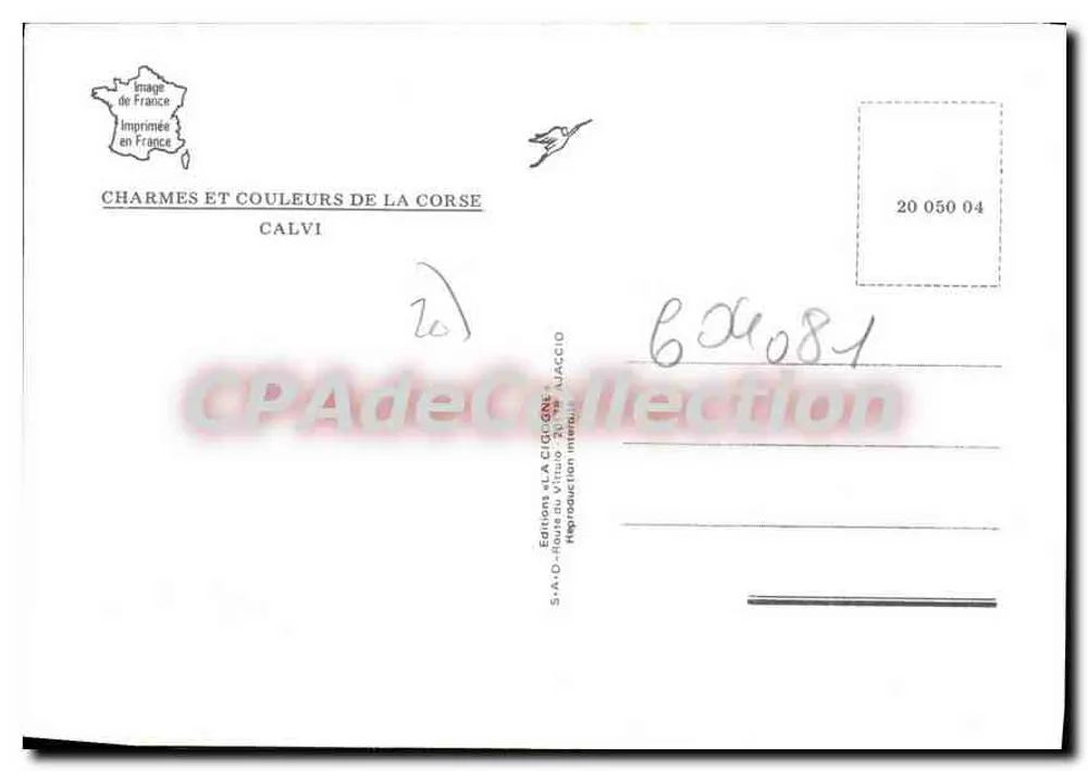 Calvi — Panoramablick und Nachtsicht — Éditions de la Cigogne - Rückseite