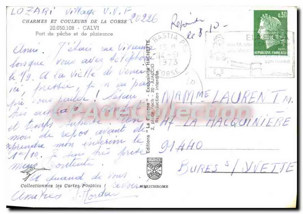 Porto da pesca e per il tempo libero — Calvi — Edizioni 'La Chèvre' n°20.050.108 - Verso