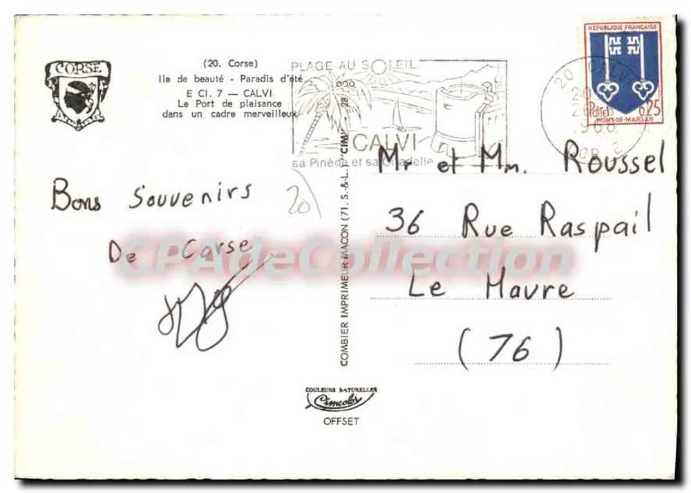 Calvi — Der Freizeithafen — Combière Imprimeur - Rückseite