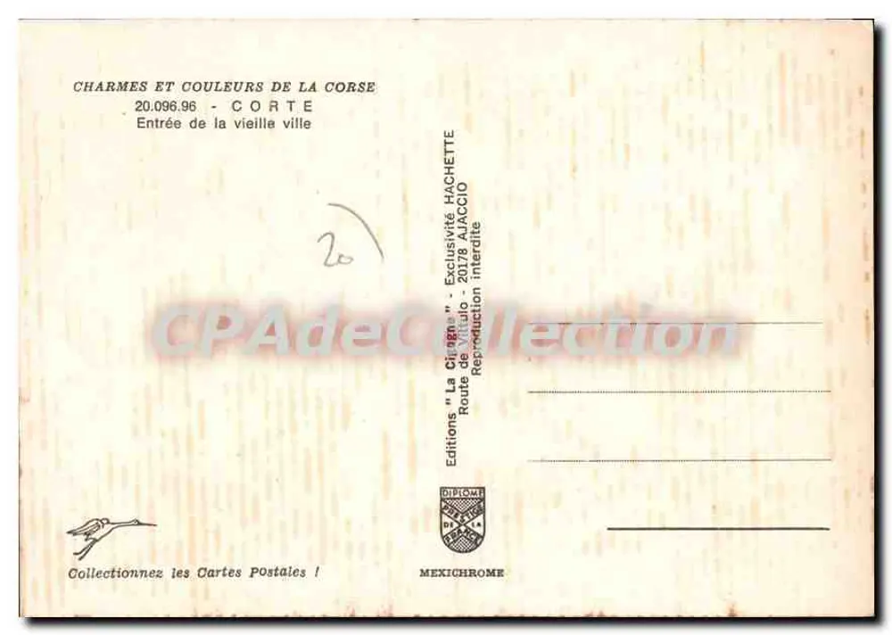 Entrada da velha cidade — Corte — Edições "La Cigogne" - Verso