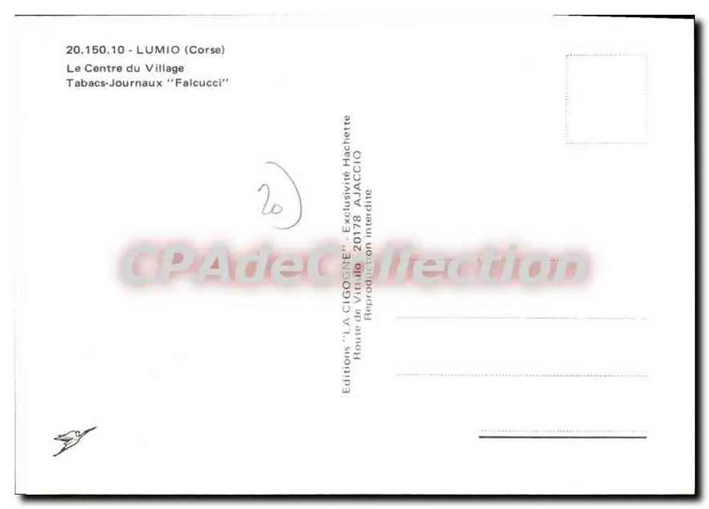 Lumio (Korsika) — Das Zentrum des Dorfes — Editionen 'LA CIGOGNE' - Rückseite