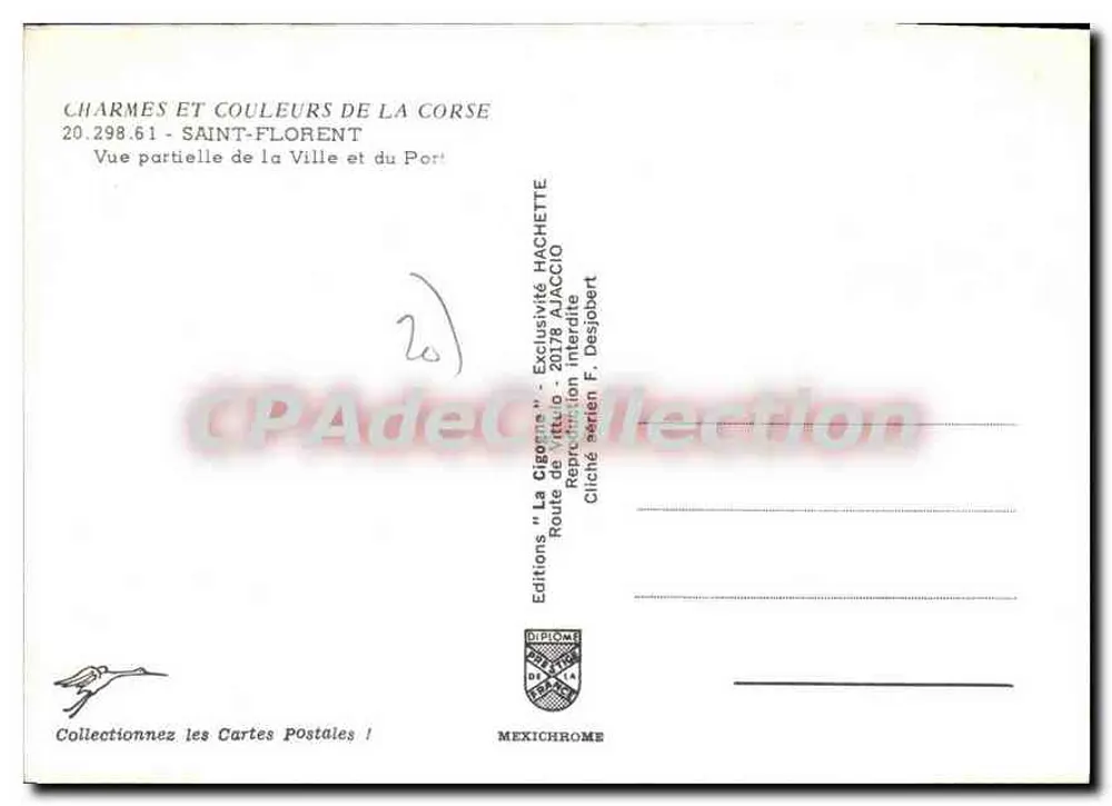 Saint-Florent — Teilansicht der Stadt und des Hafens — Éditions Diplomé - Rückseite