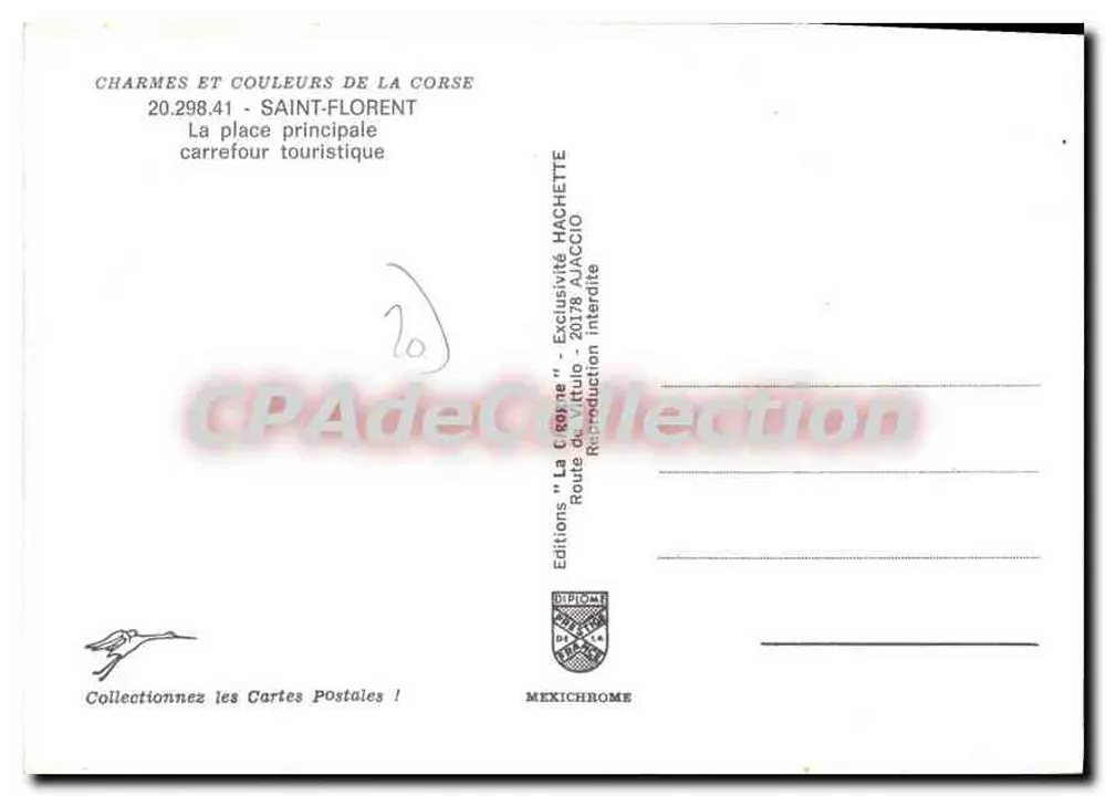 Saint-Florent — Der Hauptplatz, touristischer Kreuzungspunkt — Editions "La Corse" n°20.298.41 - Rückseite