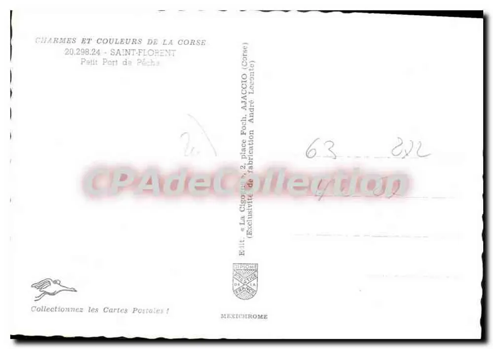 Saint-Florent — Pequeno Porto de Pesca — Edição La Cigogne, Ajaccio - Verso