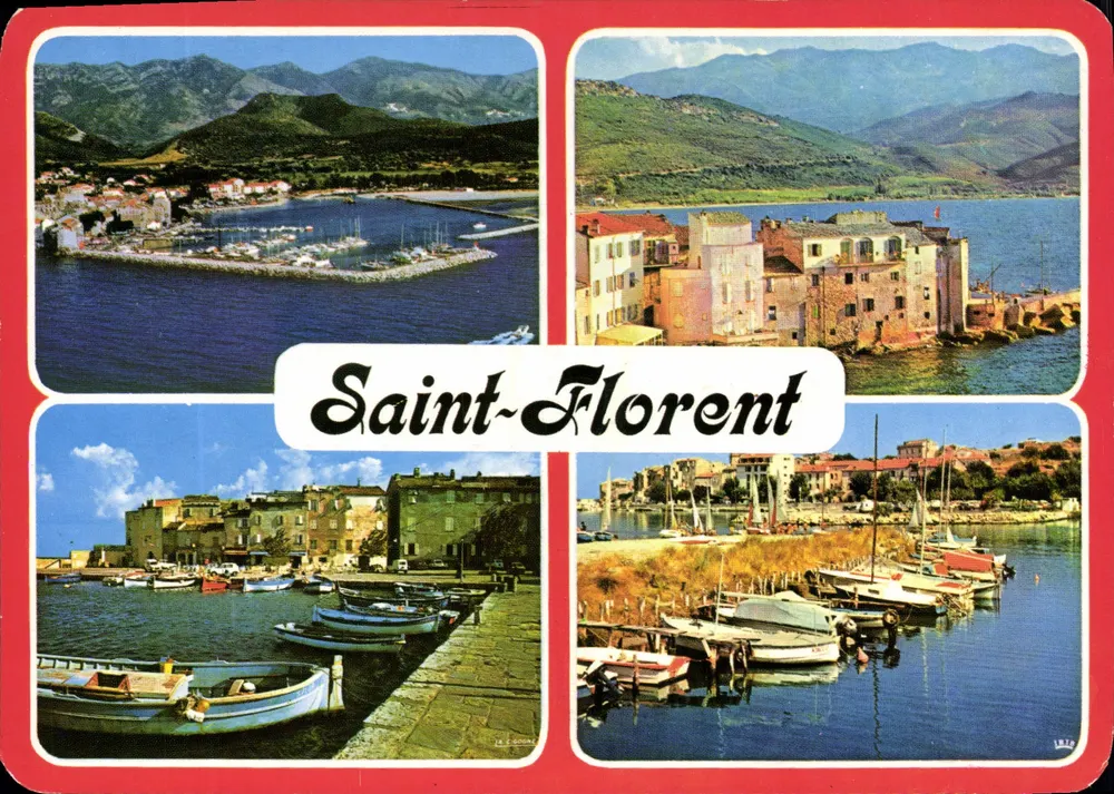 Saint-Florent — vista panorâmica do porto e dos edifícios — Sociedade de Agências e de Difusão, Rua do Vititulo, Ajaccio - Frente