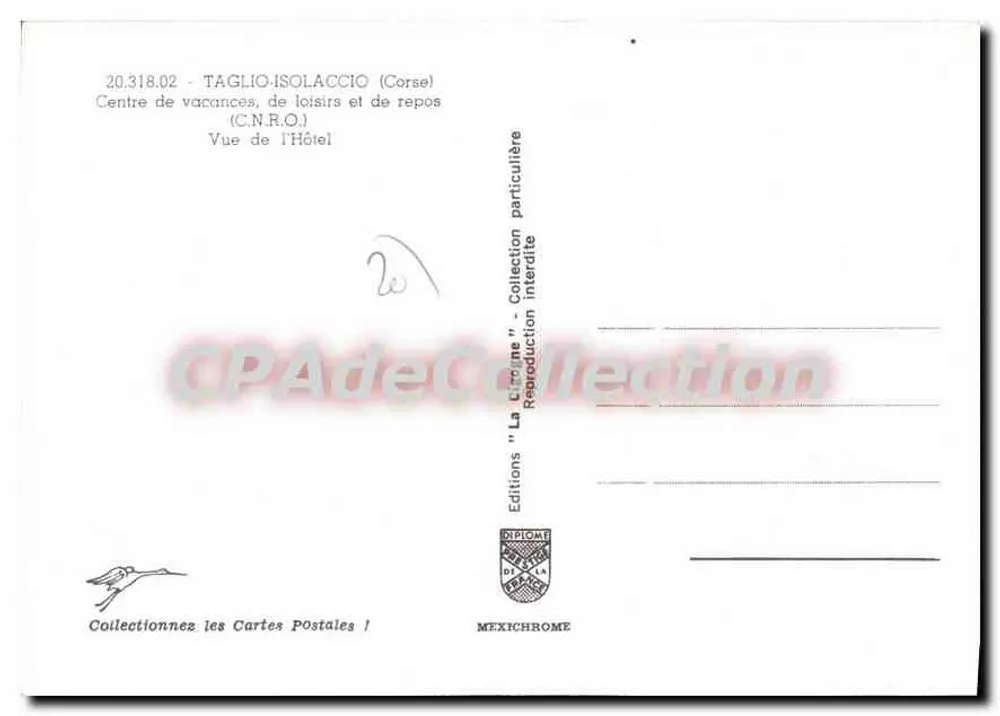 Taglio-Isolaccio (Korsika) — Freizeit- und Erholungszentrum (C.N.R.O.) — Éditions Diplôme - Rückseite