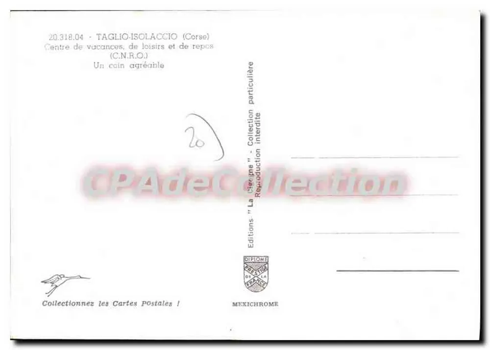 Taglio Isolaccio — Ferien-, Freizeit- und Ruhezentrum (C.N.R.O.) — Éditions Diplôme de la France - Rückseite