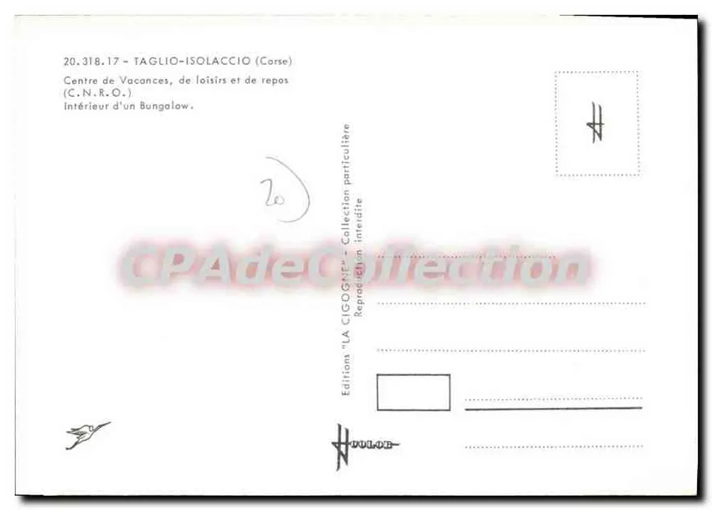 Innenraum eines Bungalows — Ferien-, Freizeit- und Ruhezentrum — Editionen 'LA CIGOGNE' - Rückseite