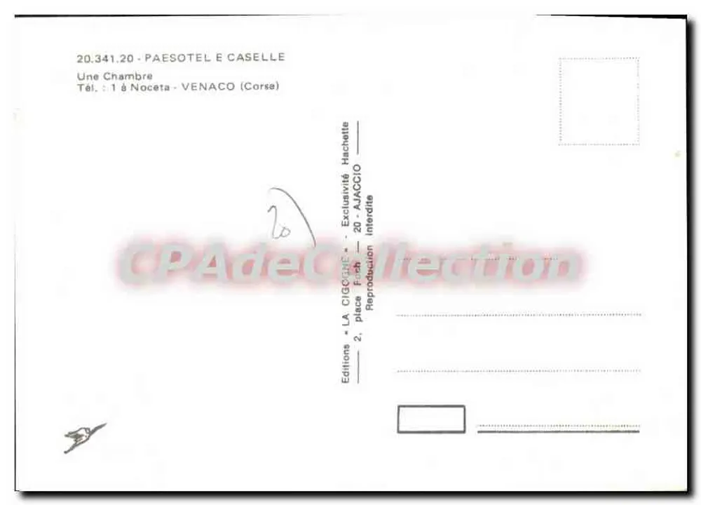 Ein Zimmer in Venaco — Korsika — Editions LA CIGCINE - Rückseite