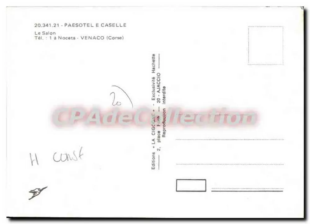 Salon du Paesotel E Caselle — Venaco (Korsika) — Éditions LA CIGCATE - Rückseite