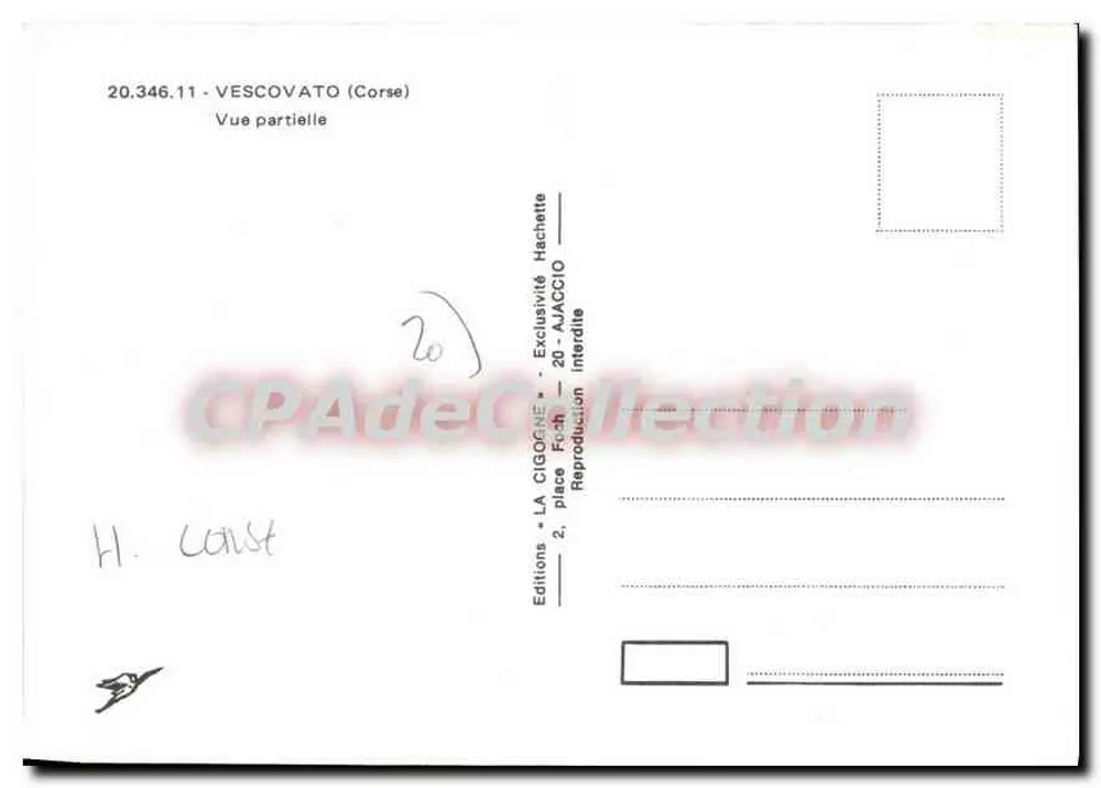 Vescovato (Córsega) — Vista parcial — Edições LA CIGOGNE, Ajaccio - Verso