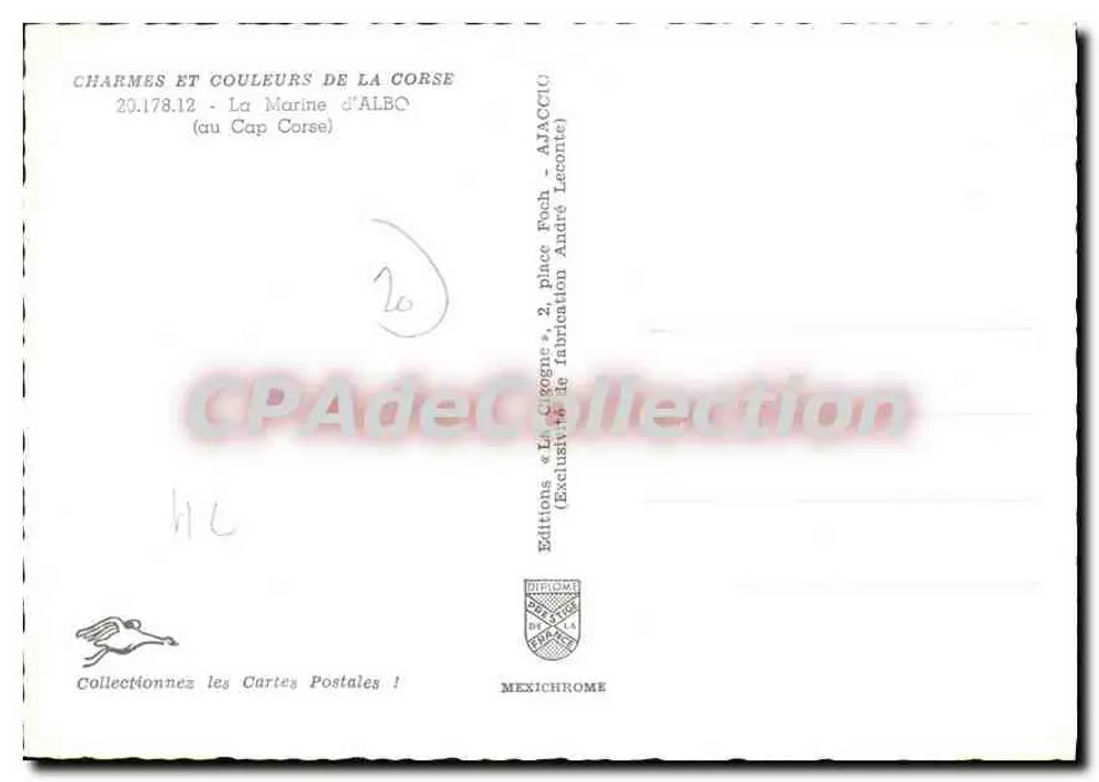 La Marine d'Albo — Cap Corse — Éditions La Cigogne - Rückseite