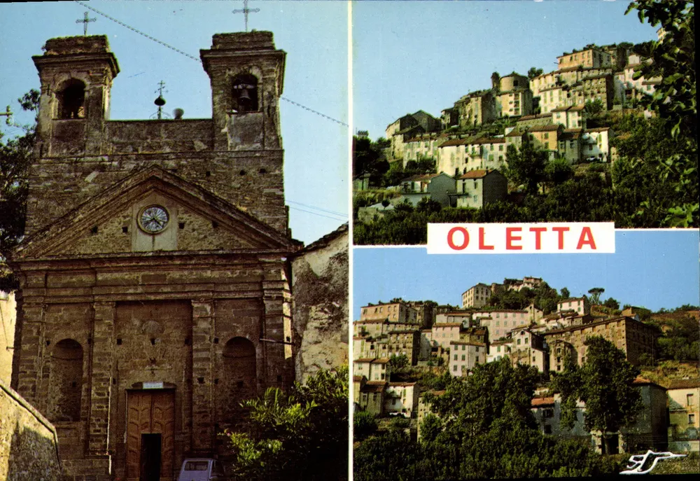 Oletta — Igreja e aldeia em declive — S.A.D. Roque du Vieux, 20178 Ajaccio - Frente