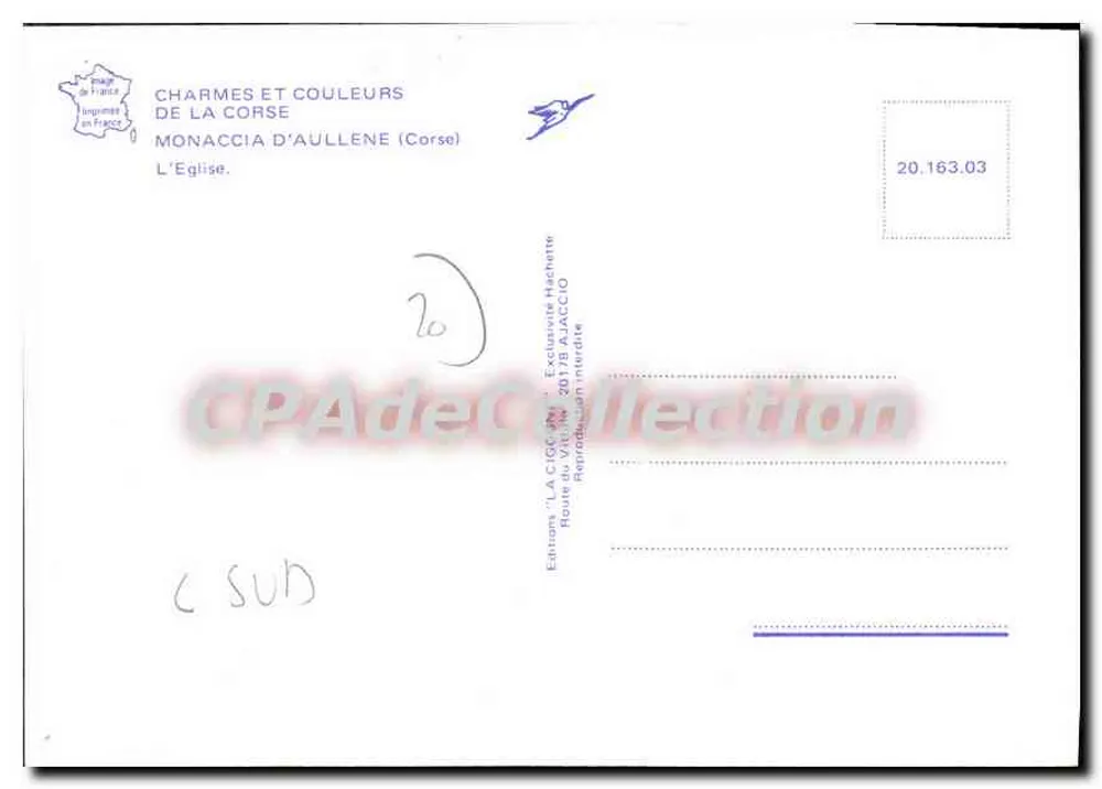 Monaccia d'Aullène — Die Kirche — Editions 'La CICC' Ajaccio - Rückseite