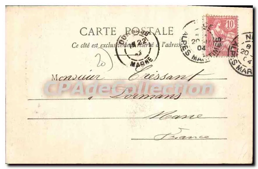 Ajaccio (Korsyka) — Widok plaży z palmami — Le Courrier, nr 239 - Rewers