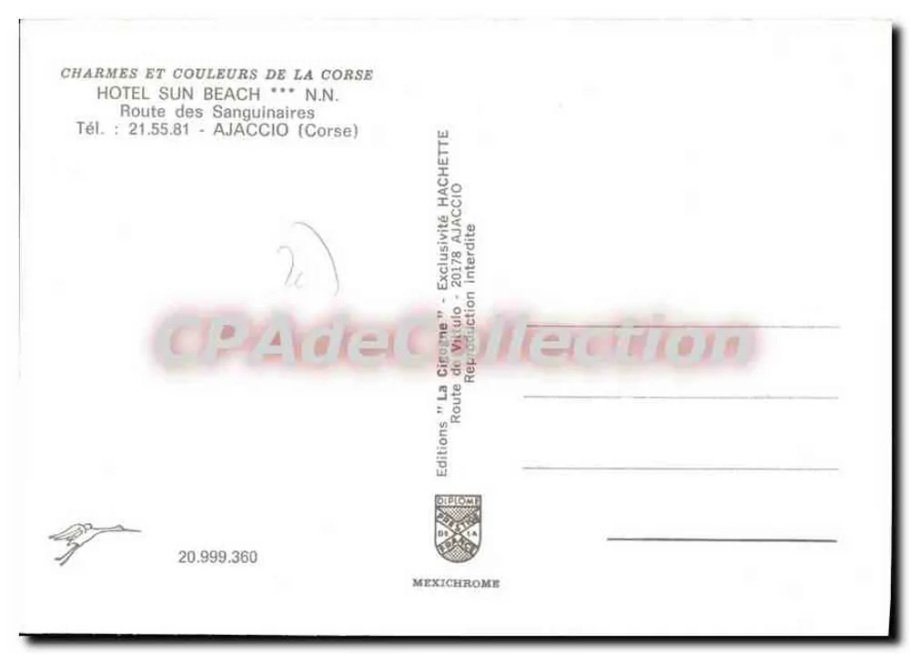 Hotel Sun Beach — Korsika — Éditions Diplôme - Rückseite