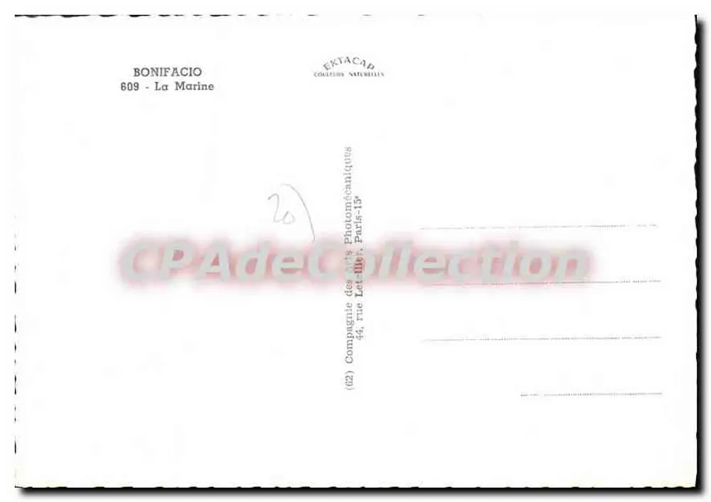 Bonifacio — A Baía — Coleção Ektacap, n°609 - Verso