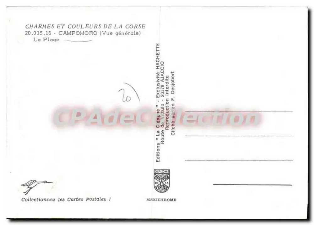 Campomoro — A Praia — Éditions Diplôme - Verso