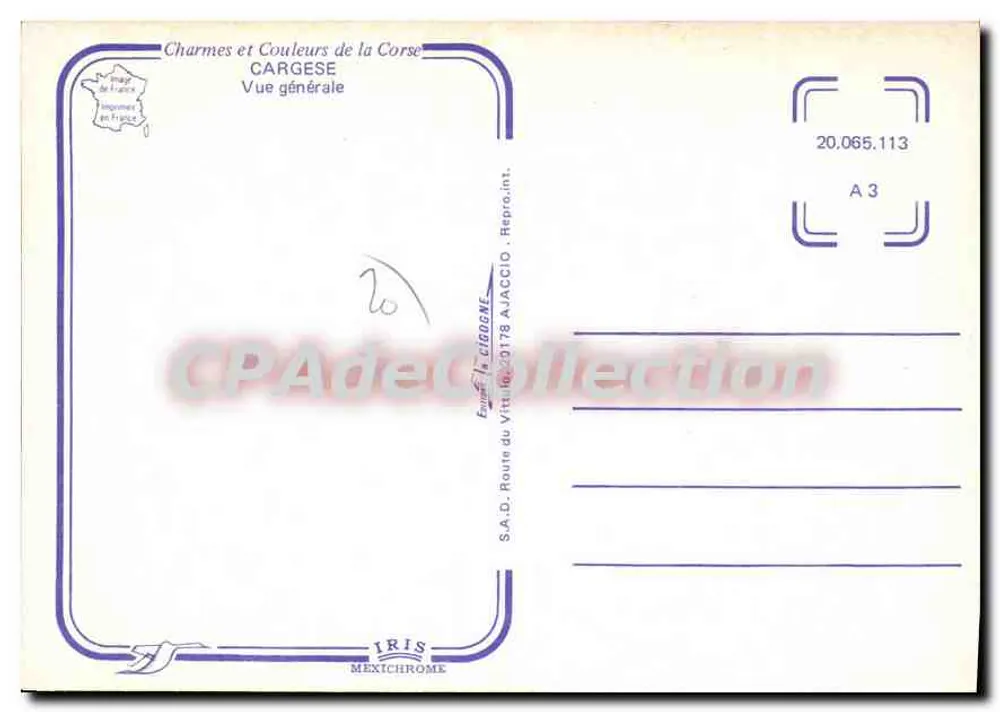 Cargèse — Allgemeiner Blick — Verlag Iris Mexichrome, Nr. 20.065.113 - Rückseite