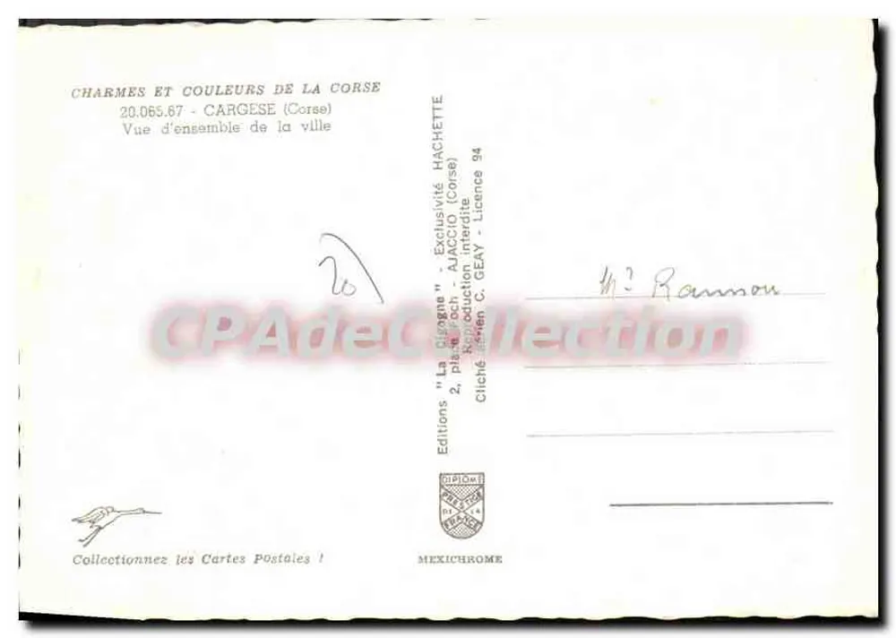 Cargèse — Überblick über die Stadt — Éditions 'La Cigogne' n°20.065.67 - Rückseite