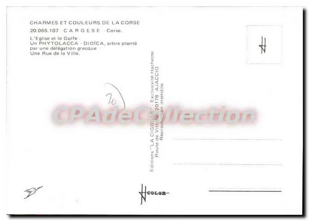 Cargèse - Zauber und Farben der Corsica — Éditions 'La Cigogne' Nr. 20.065.107 - Rückseite