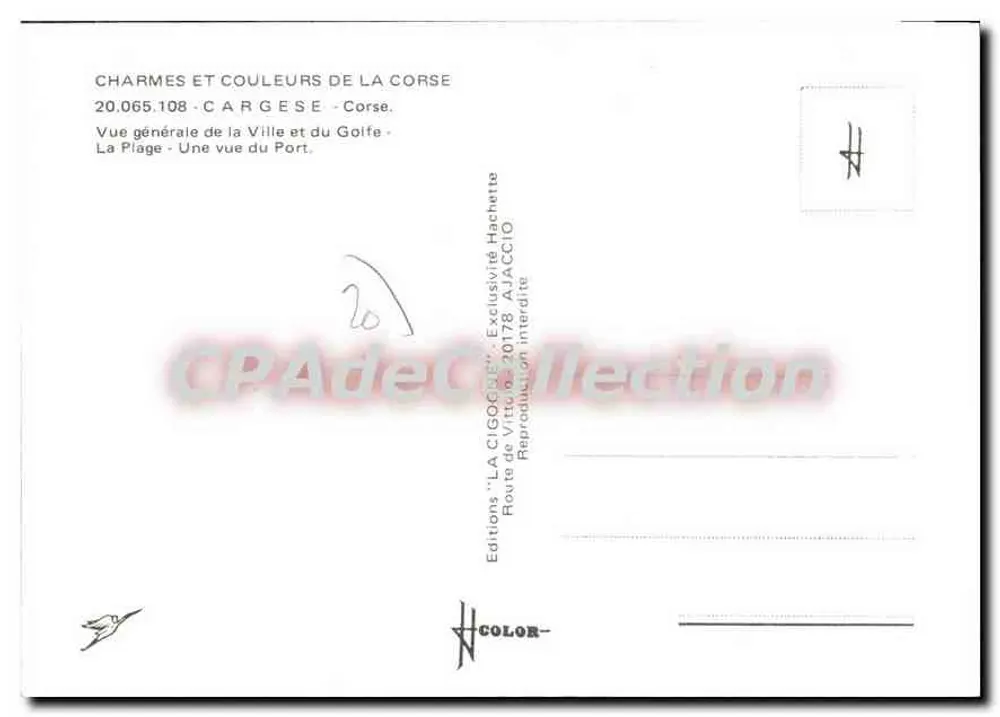 Cargèse — Allgemeiner Blick auf die Stadt und den Golf — Editions 'LA CIGOGNE' Nr. 20.065.108 - Rückseite