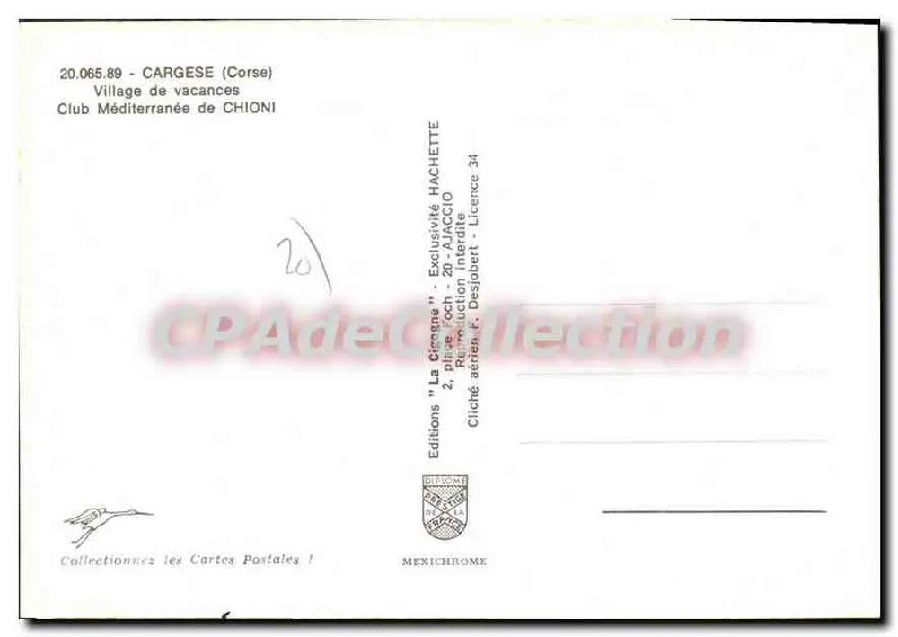 Cargèse (Korsika) — Ferienort Club Méditerranée de Chioni — Éditions Diplôme - Rückseite