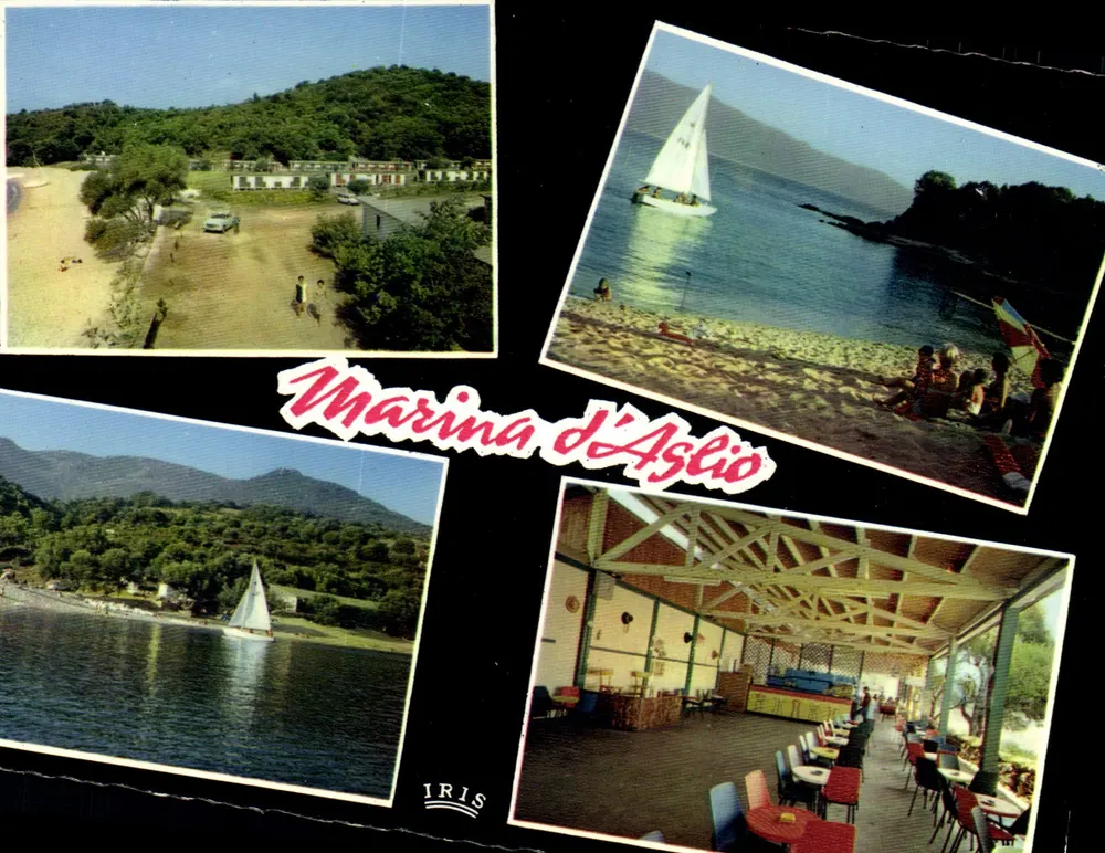 Marina d'Aslìo — vista dos bungalows, praia, vela e restaurante — Edições IRIS - Frente