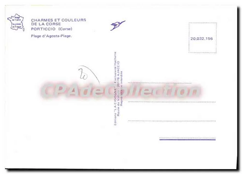 Strand von Agosta — Korsika — Editionen 'LA CIGOGNE' - Rückseite