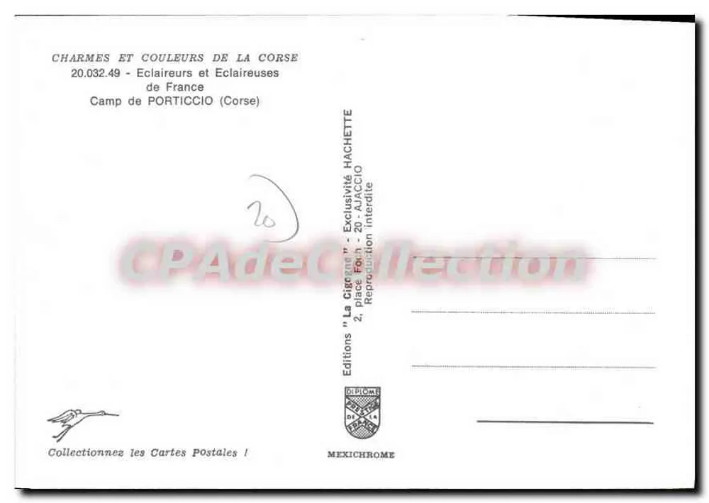 Camp de Porticcio — Korsika — Editions 'La Cigogne' Hachette - Rückseite