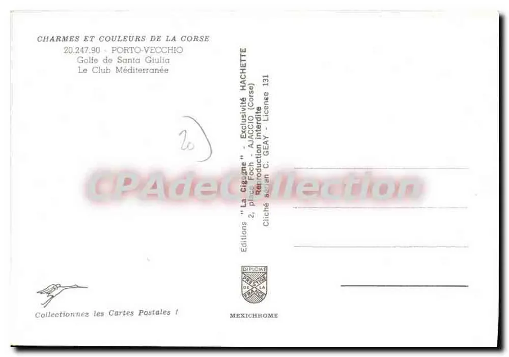 Golfe de Santa Giulia — Porto-Vecchio — Éditions La Cigogne - Rückseite
