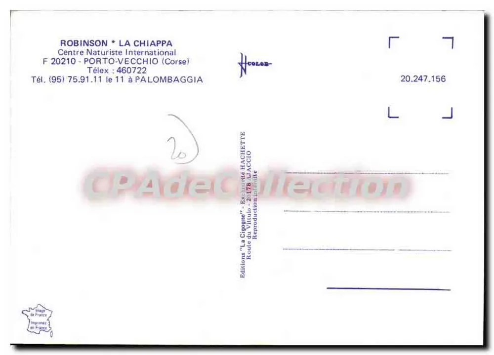 Luftbild von Porto-Vecchio — Korsika — Editionen 'La Cipogne' - Rückseite