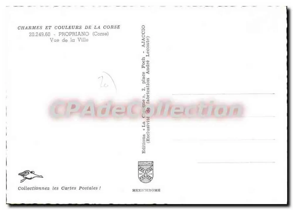 Propriano — Vista da Cidade — Edições Diplomata de Sépâc - Verso