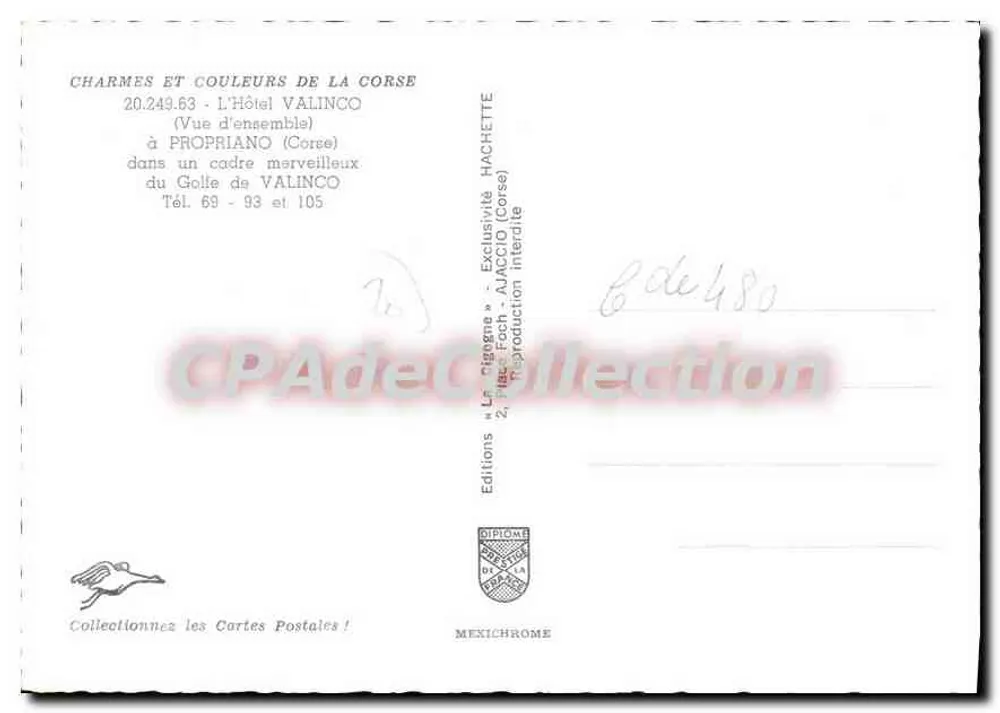 Hotel Valinco — Propriano (Korsika) — Editions Diplôme - Rückseite