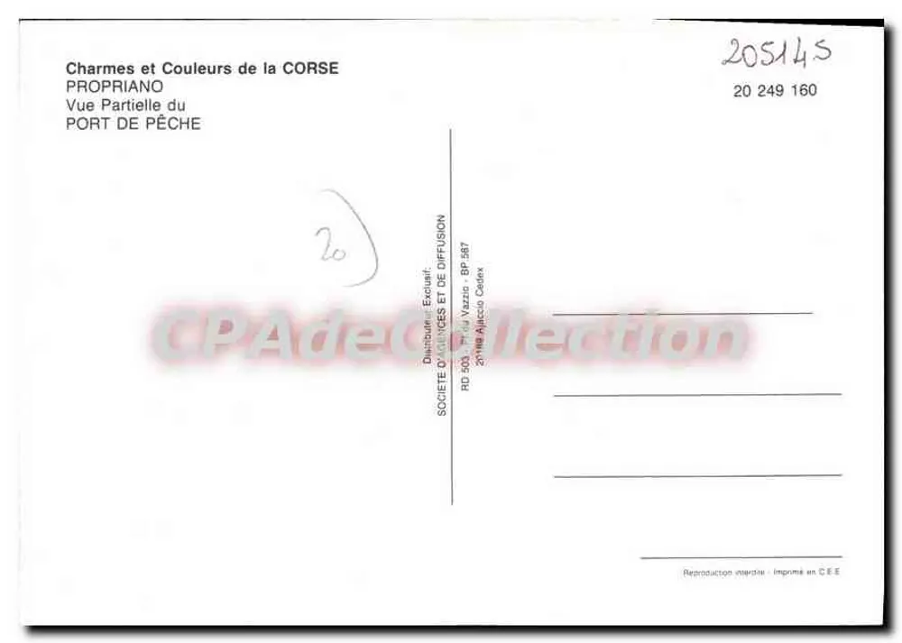 Propriano — Vista Parcial do Porto de Pesca — Société d'Éditions et de Diffusion - Verso