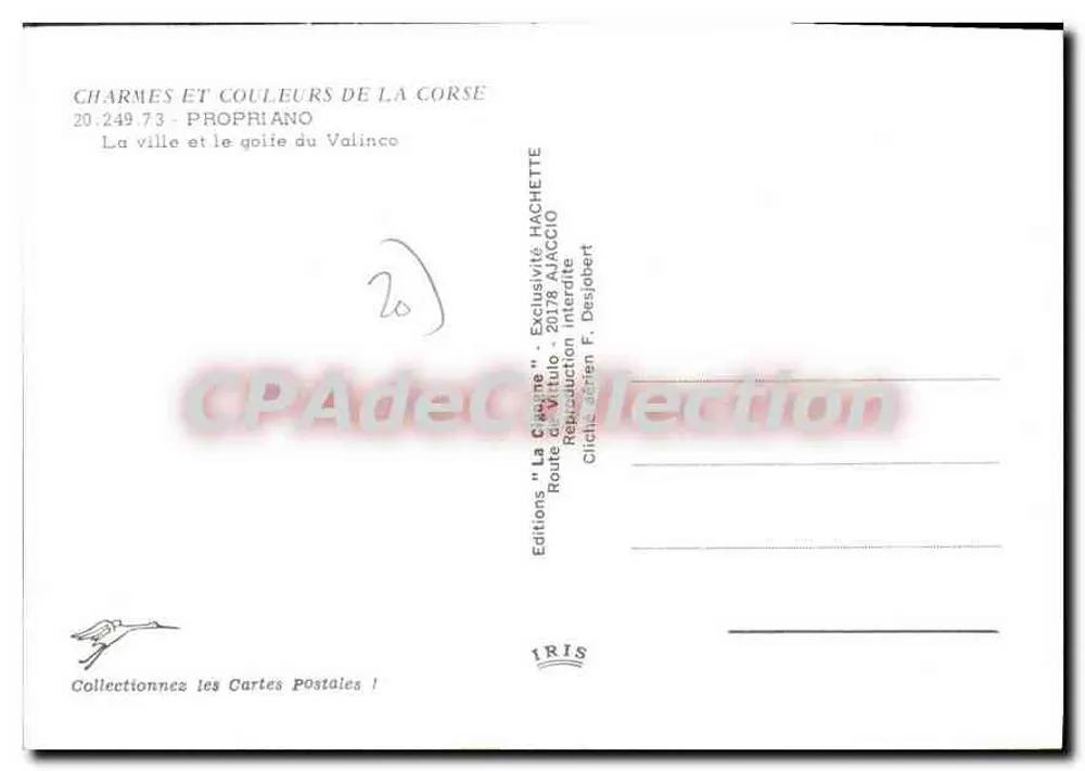 Propriano — A cidade e o golfo do Valinco — Edições 'La Cigale' Hachette - Verso