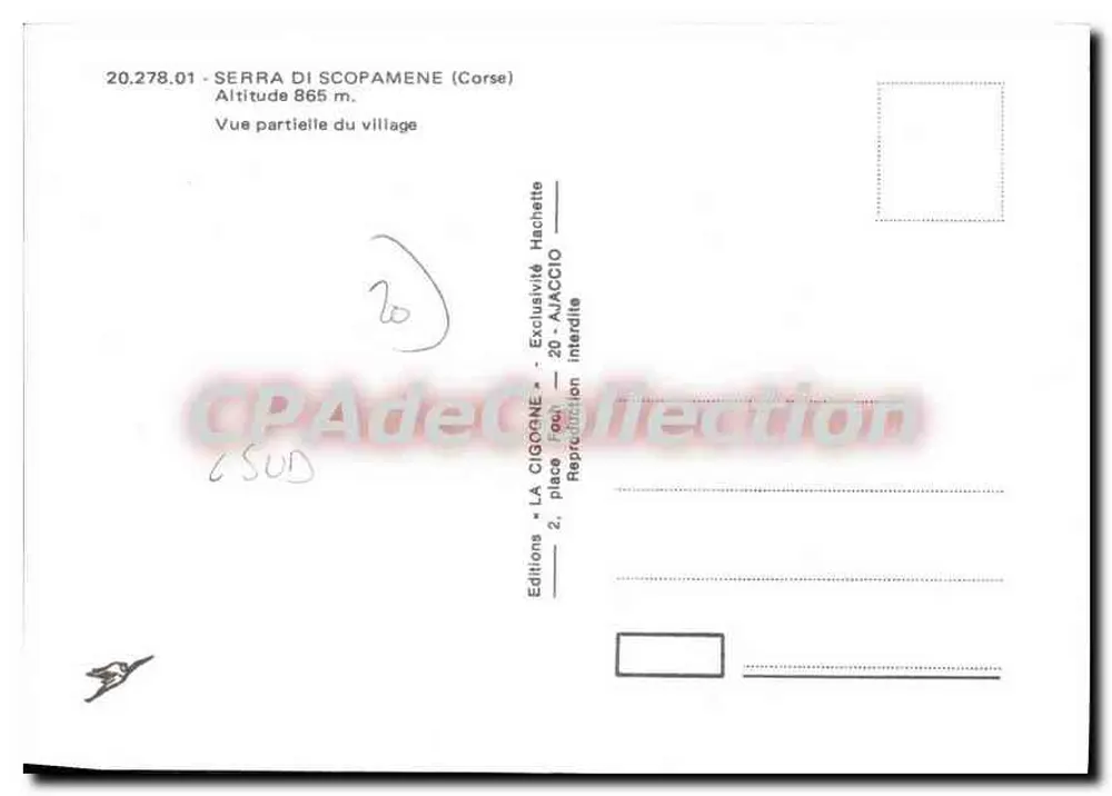 Serra di Scopamene — Teilansicht des Dorfes — Editions La Cigogne, Ajaccio - Rückseite