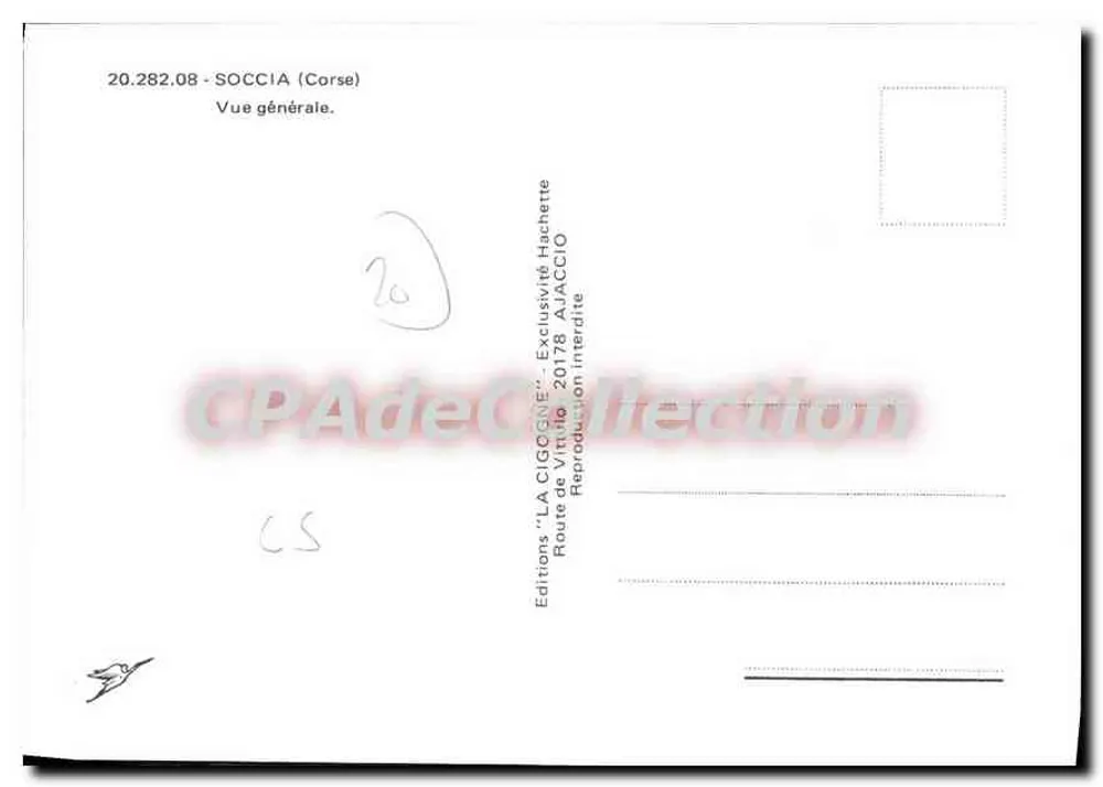 Soccia (Córsega) — Vista geral — Edições "LA CIGOGNE" - Verso