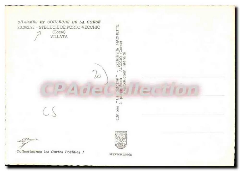 Praia de Porto-Vecchio — Córsega — Edições 'La Citignne' - Verso