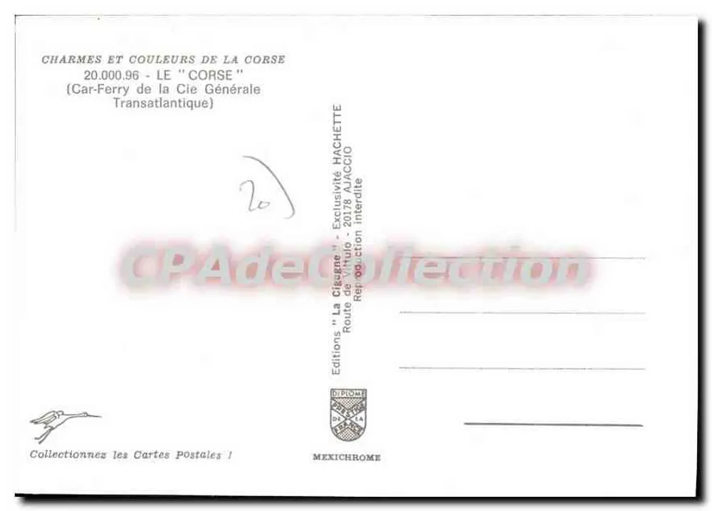 Der "Corse" — Autobahnfähre der Cie Générale Transatlantique — Editions Diplôme - Rückseite