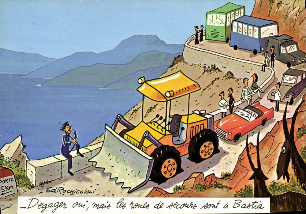 Entfernung bestätigt, aber die Ersatzräder sind in Bastia — Ed. Rochiccioli, n° 20.000.107 - Vorderseite