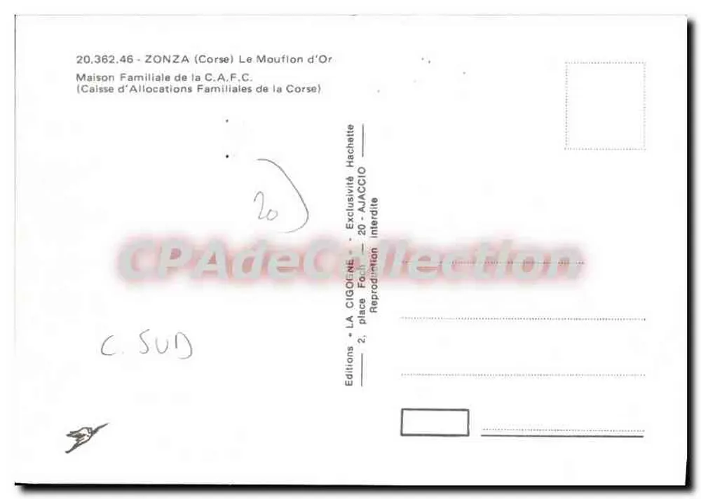 Familienheim der C.A.F.C. in Zonza — Korsika — Editions L.A. CIGOGNE - Rückseite