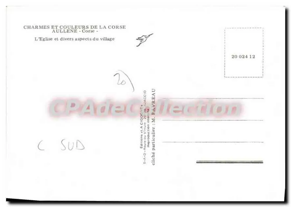 Aullène — Kirche und verschiedene Aspekte des Dorfes — Editions S.A.O.-Corse - Rückseite
