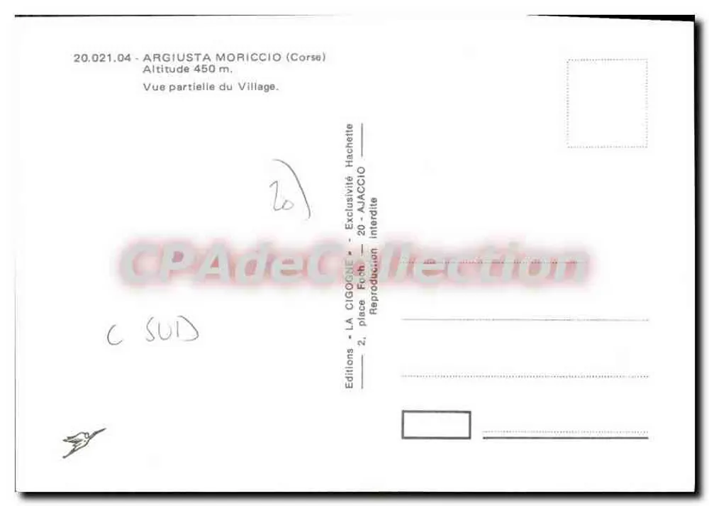 Argiusta Moriccio — Teilansicht des Dorfes — Editions LA CIGOGNE - Rückseite