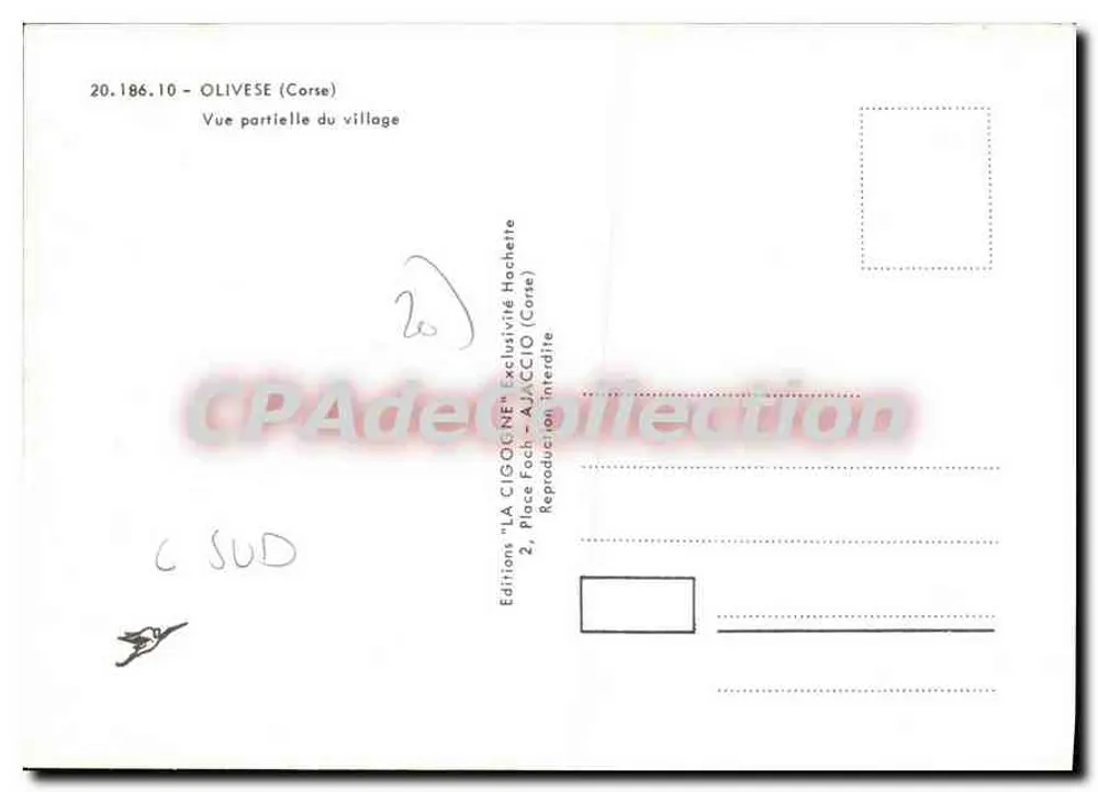 Olivese (Korsika) — Teilansicht des Dorfes — Editionen "LA CIGOGNE" (Korsika) - Rückseite
