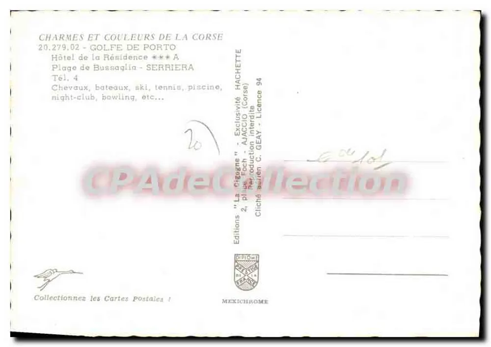 Golf von Porto — Strände von Bussaglia — Serriera — Editions 'La Cigogne' - Rückseite