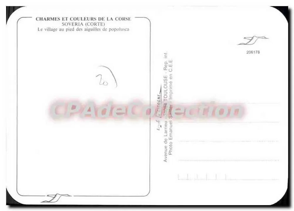 Soveria — Dorf am Fuße der Popolusca-Nadeln — Zauber und Farben der Corsica, Serie 206178 - Rückseite