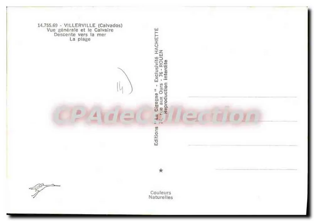 Villerville — Allgemeiner Blick, Kreuzweg und Strand — Éditions 'La Giroune' Hachette - Rückseite