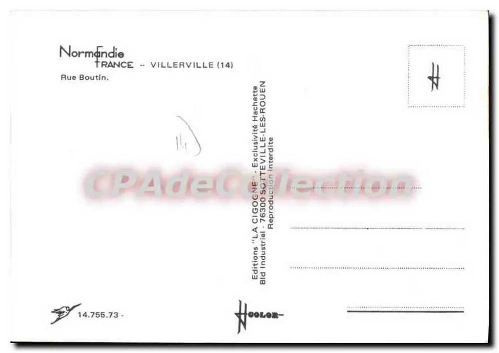 Villerville — Rue Boutin — Edições 'LA CIGOGNE' - Verso